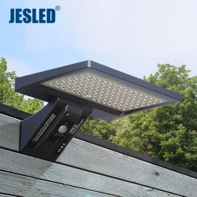 Jesled 3CCT Hohe Helligkeit 104LEDs PIR Bewegungssensor LED Sicherheitswandleuchte Outdoor Gartenbeleuchtung Integrierte Solarleuchte mit Fernbedienung